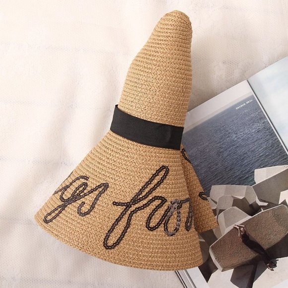 *MEADOW* Beige Embroidered Summer Beach Hat - Picture 4 of 7